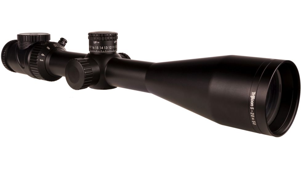 Trijicon AccuPoint TR-33 5-20x50mm Rifle Scope, 30 mm Tube, Second Focal Plane, Satin, Black, Green BAC Triangle Post Reticle, MOA Adjustment, 200154