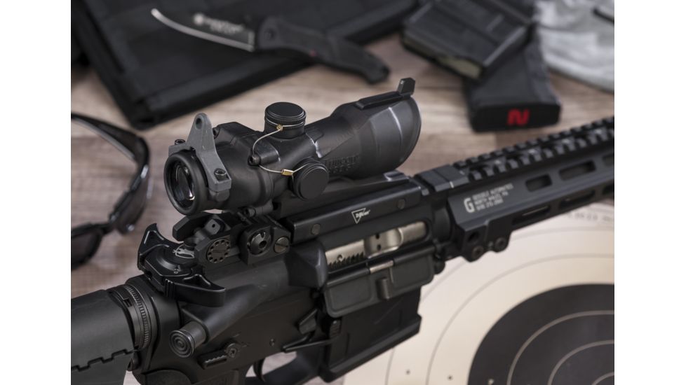Trijicon ACOG 4x32 Red Dot Scope w/ Center Illuminated Amber Crosshair, .308 Ballistic Reticle, TA51 Mount, Backup Iron Sights &amp; Dust Cover TA01NSN-308