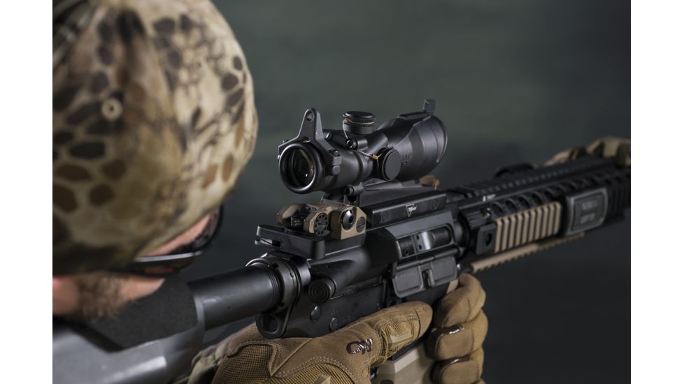 Trijicon ACOG 4x32 Red Dot Scope w/ Center Illuminated Amber Crosshair, .308 Ballistic Reticle, TA51 Mount, Backup Iron Sights &amp; Dust Cover TA01NSN-308