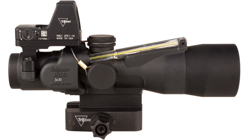 Trijicon Compact Dual Illuminated Q-LOC ACOG/RMR Scope, 3x30 mm, Amber, Horseshoe Dot Reticle, Matte Black, 400395