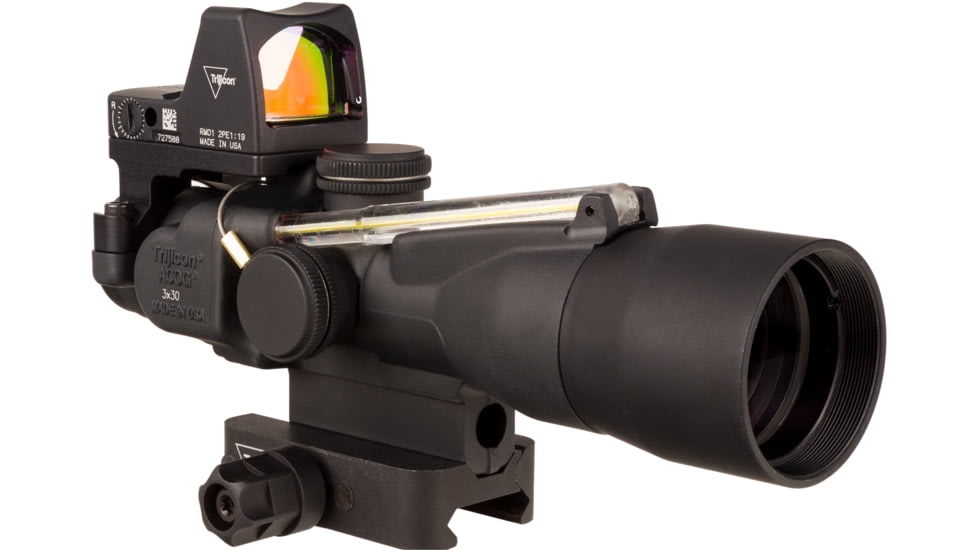 Trijicon Compact Dual Illuminated Q-LOC ACOG/RMR Scope, 3x30 mm, Amber, Horseshoe Dot Reticle, Matte Black, 400395