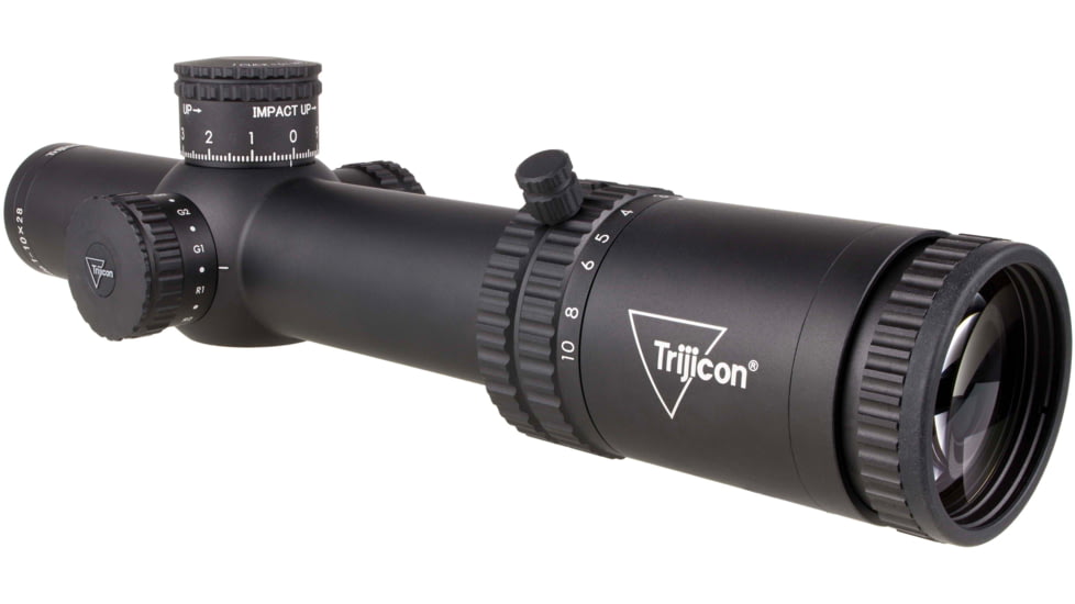 Trijicon Credo 1-10x28mm First Focal Plane 34mm Tube Riflescope w/Red/Green MRAD Segmented Circle Enhanced, Matte Finish, Exposed Elevation Adjuster w/Return to Zero Feature, Black, 2900050