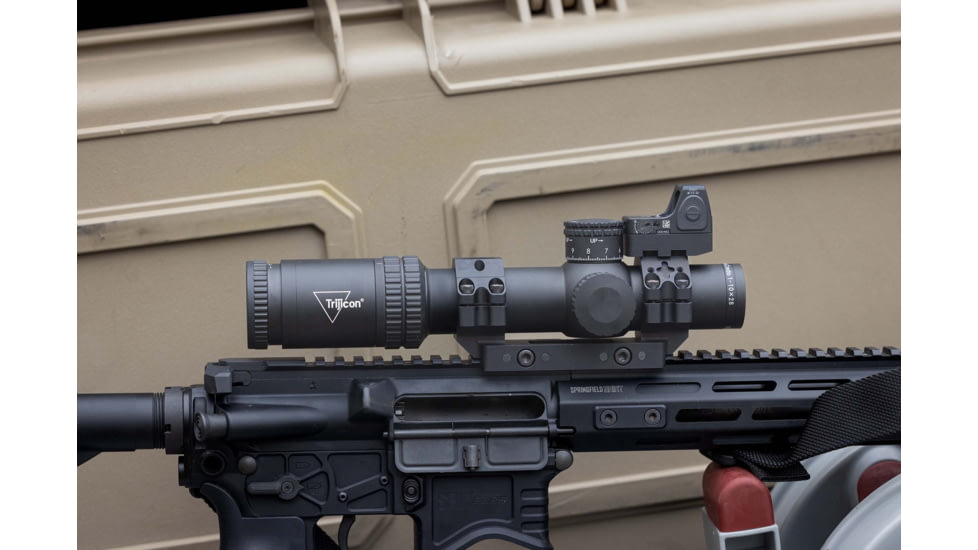 Trijicon Credo 1-10x28mm First Focal Plane 34mm Tube Riflescope w/Red/Green MRAD Segmented Circle Enhanced, Matte Finish, Exposed Elevation Adjuster w/Return to Zero Feature, Black, 2900050