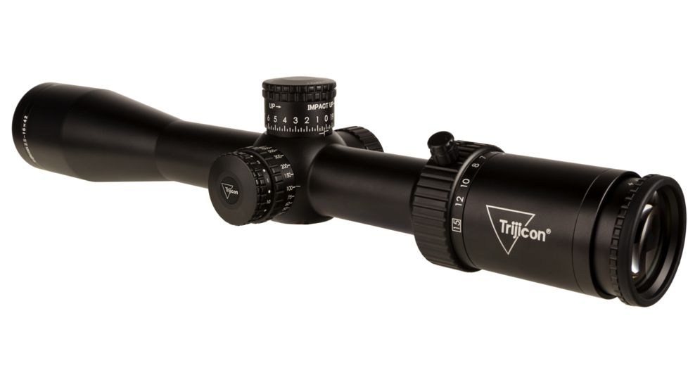 Trijicon Credo HX CRHX1542 2.5-15x42mm Rifle Scope, 30 mm Tube, Second Focal Plane, Black, Red MOA Center Dot Reticle, MOA Adjustment, 2900033