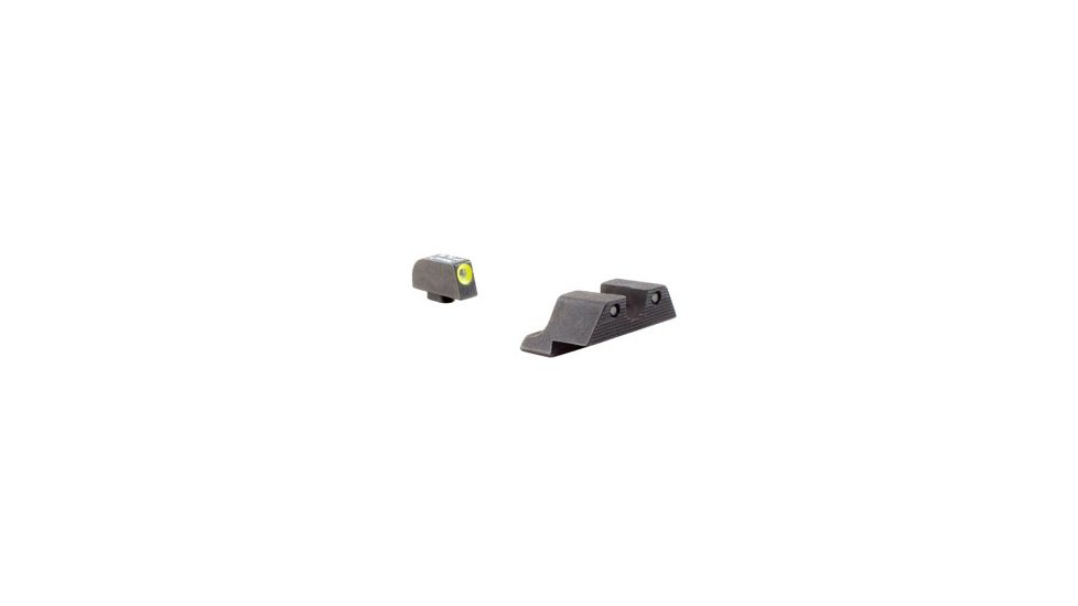 Trijicon Glock HD Night Sight Set - Front Sight Yellow Outline / Green Tritium, Rear Sight Black Outline / Green Tritium, GL101Y