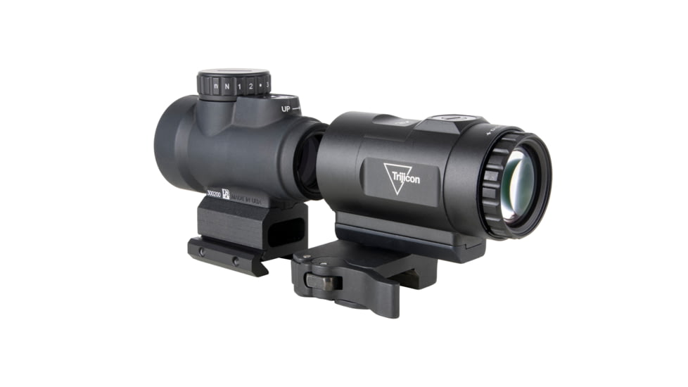 Trijicon MRO SD Patrol 1x25mm Reflex Red Dot Sight, 2.0 MOA Adjustable Red Dot, with Full Co-Witness Quick Release Q-LOC Mount, 3x Magnifier with Quick Release Flip-to-Side Mount, Black, MRO-C-2200368