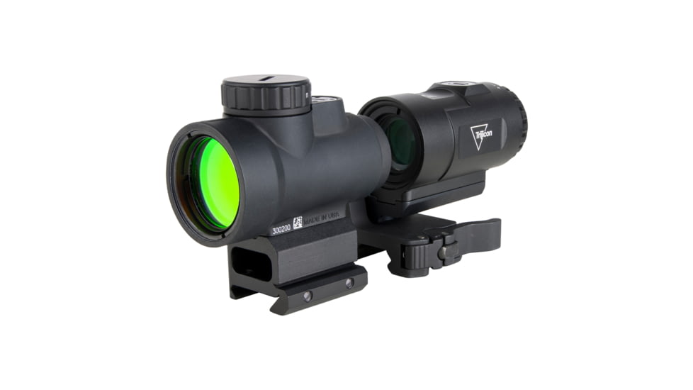Trijicon MRO SD Patrol 1x25mm Reflex Red Dot Sight, 2.0 MOA Adjustable Red Dot, with Full Co-Witness Quick Release Q-LOC Mount, 3x Magnifier with Quick Release Flip-to-Side Mount, Black, MRO-C-2200368