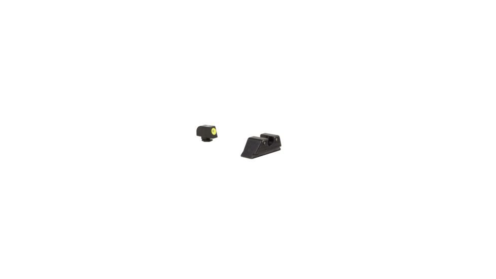Trijicon Glock HD Night Sight Set - Front Sight Yellow Outline / Green Tritium, Rear Sight Black Outline / Green Tritium, MOS Fit Rear, 601088