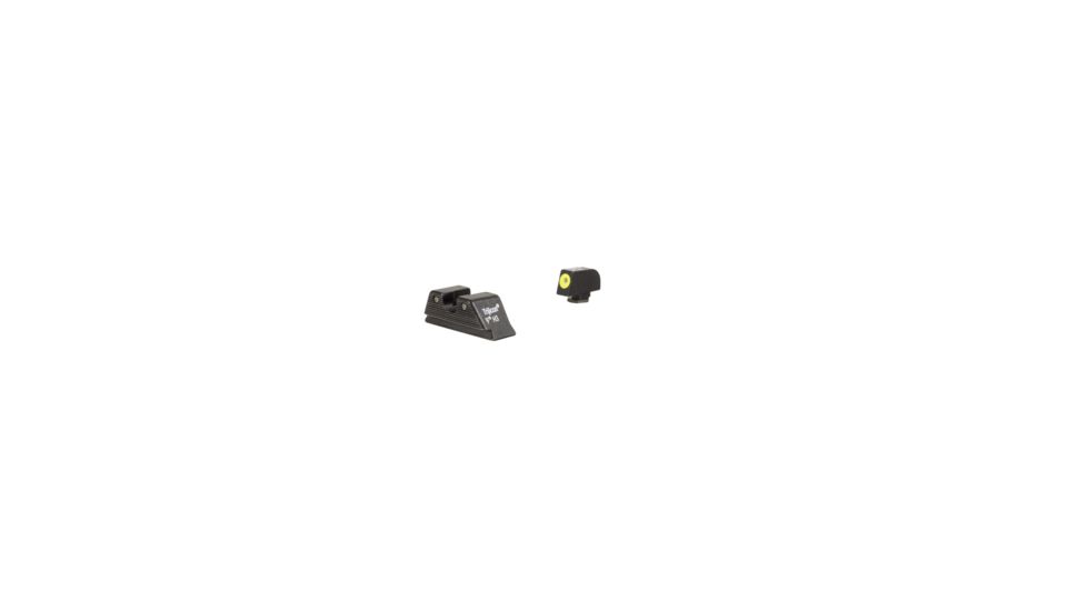 Trijicon Glock HD Night Sight Set - Front Sight Yellow Outline / Green Tritium, Rear Sight Black Outline / Green Tritium, MOS Fit Rear, 601088