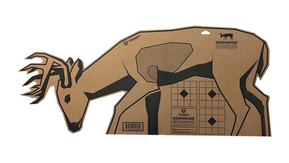 Triumph Systems Downwind Deer Silhouette Archery/Firearms Cardboard Target, 40x17.5in, Black/Brown, 0200-20-000