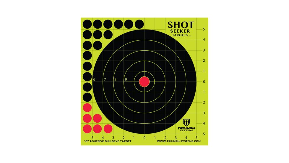 Triumph Systems Shot Seeker 10 inch Adhesive Bullseye Target - 10 Pack, Multi, 12in X 12in 0900-10-002
