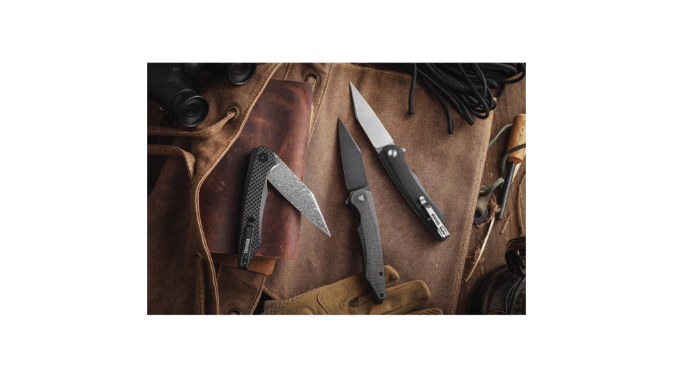 TRIVISA Lynx Black Folding Knife, 4.75in Closed, 3.63in Satin 14C28N Sandvik Stainless Blade, Black G10 Handle, TY02-G-14