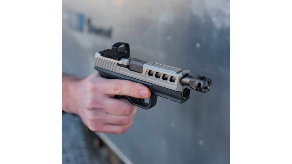 True Precision Axiom Springfield Hellcat PRO 9mm Pistol Slide, RMS Cut &amp; Cover Plate, Stealth Grey, TP-SHCPS-A-RMS