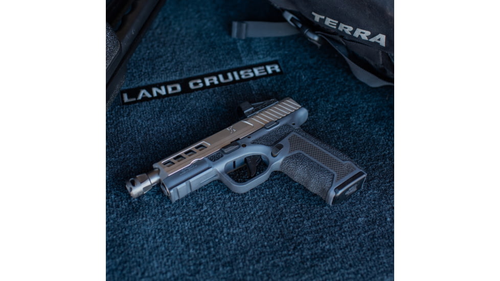 True Precision Axiom Springfield Hellcat 9mm Pistol Slide, RMS Cut &amp; Cover Plate, Stealth Grey, TP-SHCS-A-RMS