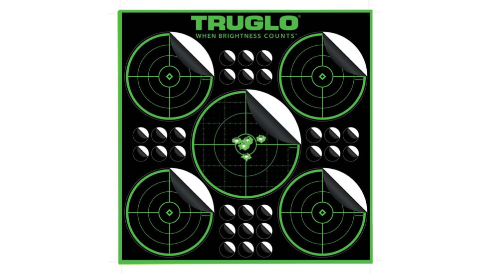 TruGlo 5-Bullseye Target, 12x12, 25 Pack, Black, TG-TG11A25