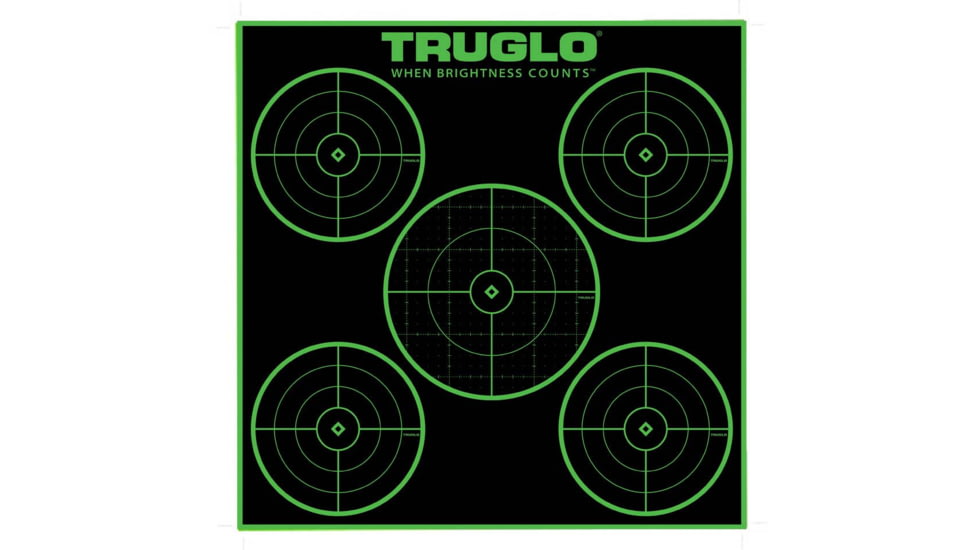 TruGlo 5-Bullseye Target, 12x12, 25 Pack, Black, TG-TG11A25