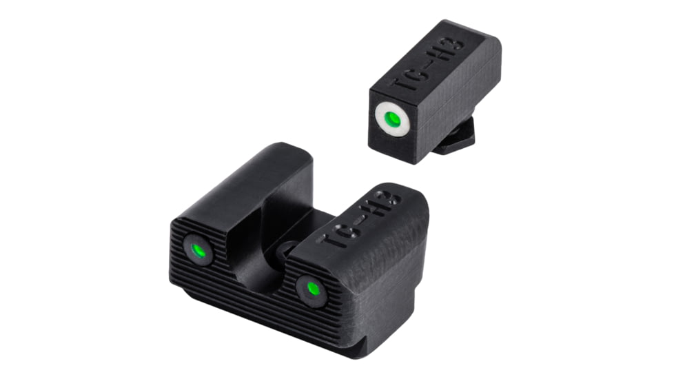 TruGlo Tritium Pro Green Sight Set for Glock 42/43, White Focus Ring, Steel, Black, TG-TG231G1AW