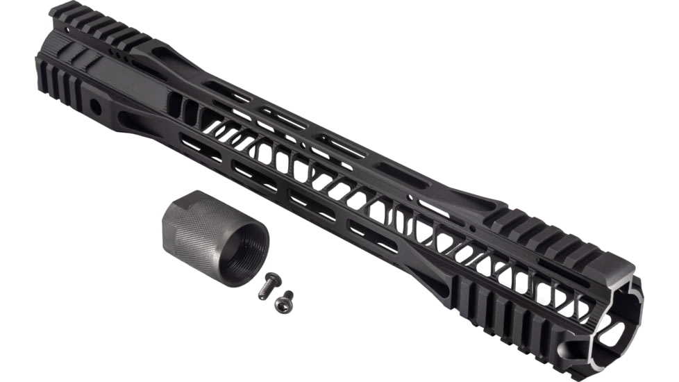 TRYBE Defense AR-15 M-LOK Extra Lightweight Quad Handguard w/ Cut Rail, 15in, Black, HDG15QCR-BL