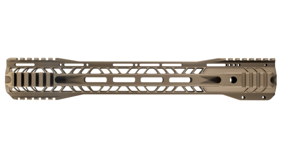 TRYBE Defense AR-15 M-LOK Extra Lightweight Quad Handguard w/ Cut Rail, 15in, Flat Dark Earth, HDG15QCR-FDE