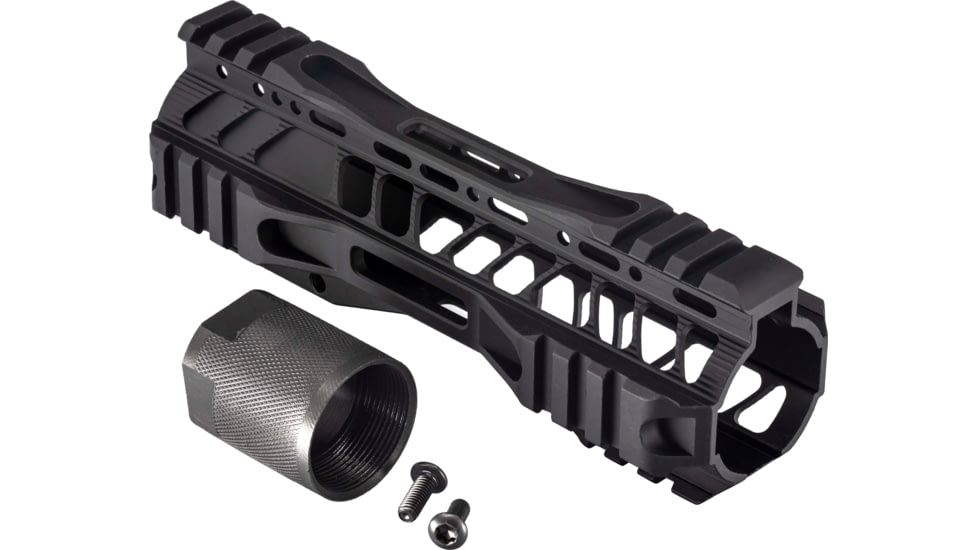 TRYBE Defense AR-15 M-LOK Extra Lightweight Quad Handguard w/ Cut Rail, 7in, Black, HDG7QCR-BL