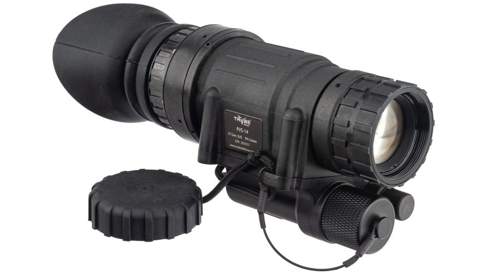 TRYBE Optics PVS-14 Night Vision Monocular, GEN 2, Green Phosphor, Photonis Tube, 57-64 lp/mm, Regular, Charcoal, TRYBEPVS14G-G2