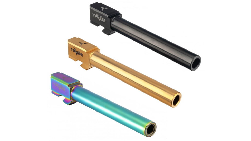 TRYBE Defense Glock 34 Match Grade Non-Threaded Pistol Barrel, Black, Chameleon, Gold, Titanium