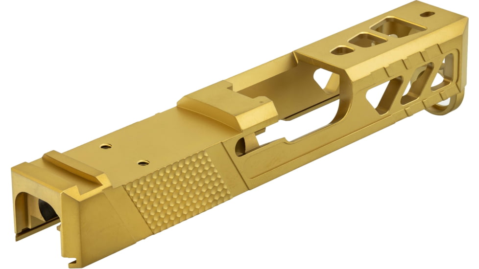 TRYBE Defense Glock 26 Pistol Slide - Version 2, Gen 3/4, DeltaPoint Pro Cut, Gold, SLDG26G34DPV2-GLD