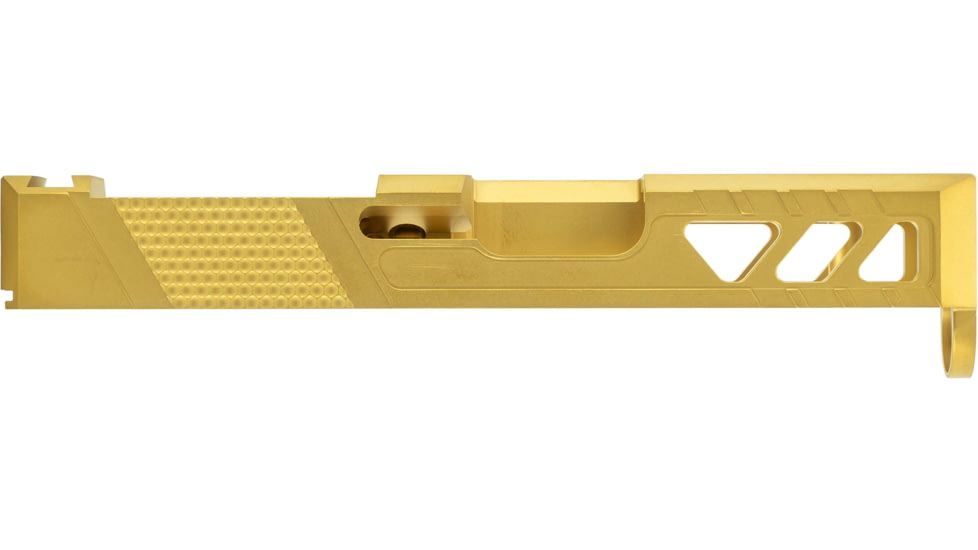 TRYBE Defense Glock 26 Pistol Slide - Version 2, Gen 3/4, DeltaPoint Pro Cut, Gold, SLDG26G34DPV2-GLD