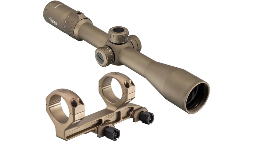 TRYBE Optics 4-16x44mm Rifle Scope and TRYBE Optics 30mm Cantilever Riflescope Ring Mount, FDE