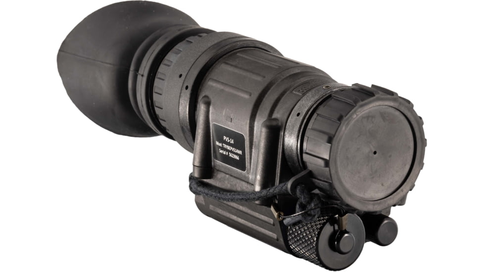 TRYBE Optics PVS-14 Night Vision Monocular, GEN 3, White Phosphor, Min 1600 FOM, 64-72 lp/mm, Regular, Black, TRYBEPVS14WR