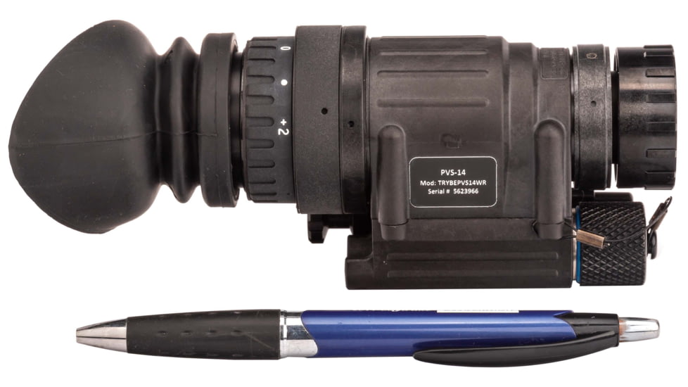 TRYBE Optics PVS-14 Night Vision Monocular, GEN 3, White Phosphor, Min 1600 FOM, 64-72 lp/mm, Regular, Black, TRYBEPVS14WR