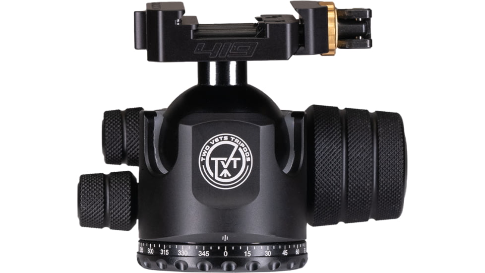 Two Vets Tripods Inc 44MM Dual Tension Ballhead w/Arcalock Dual Clamp, Arca Swiss and Picatinny