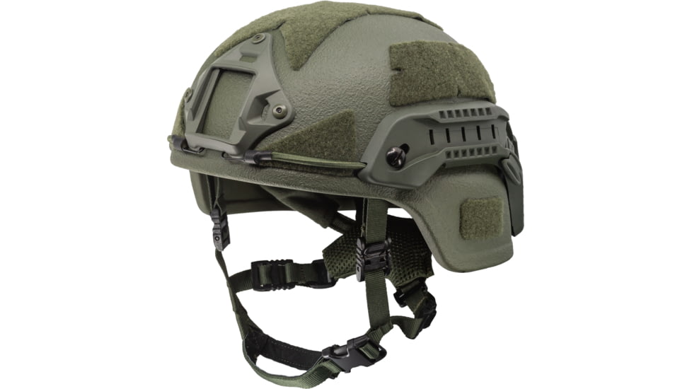 UARM MICH Helmet Low Cut over EarsNIJ IIIA with BOA, OD Green, Large, MICH-LC-NI-SHRD-BOA-RAIL-OD