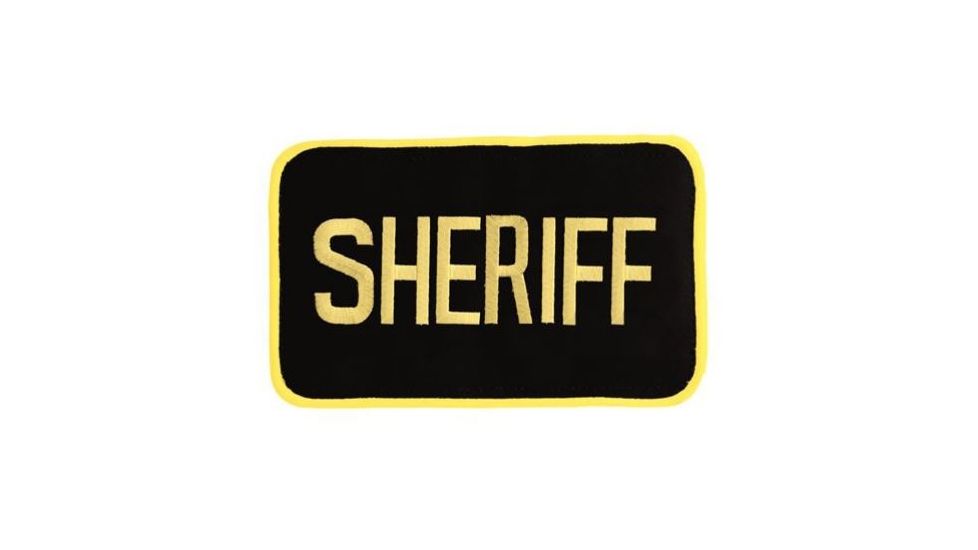 Uncle Mike's Sheriff ID Patch Black/Gold S, 2.25x4.25in. Velcro/Molle, Poly Bag 7705023