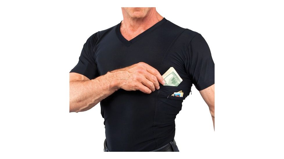 UnderTech Undercover Mens Travel Safe V-Neck Shirt,Black,2XL TS0561BK-2X