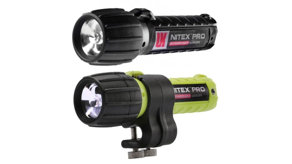 Underwater Kinetics Nitex eLED Flashlight w/ Charger, Black, Safety Yellow