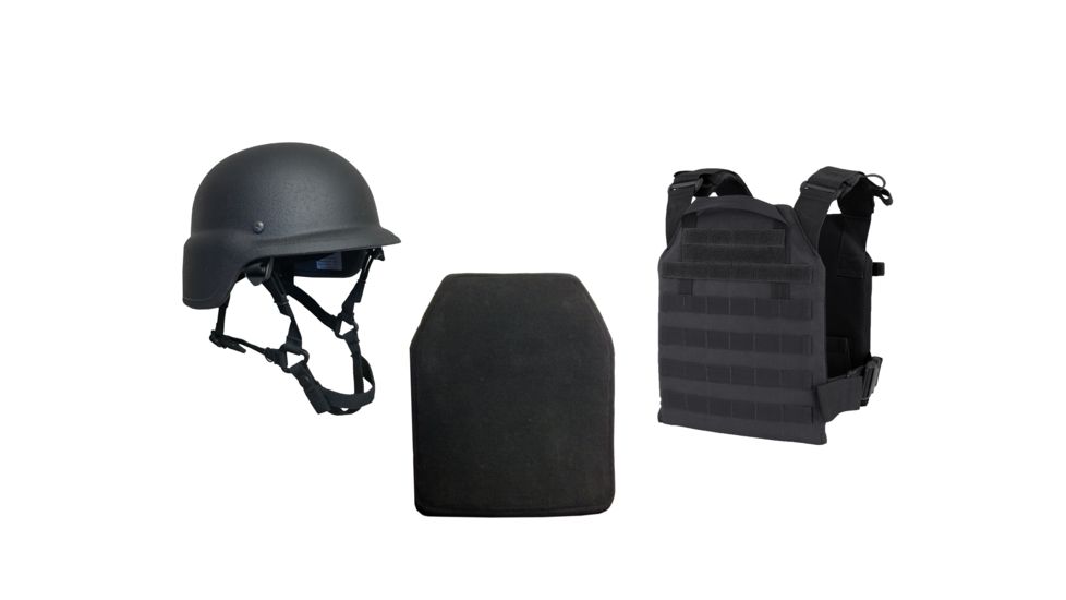 United Shield Active Shooter Level IV, PST 650 Helmet, 2 10inX12in Zeta6h Plates, Black, Small ASLIV-S-B