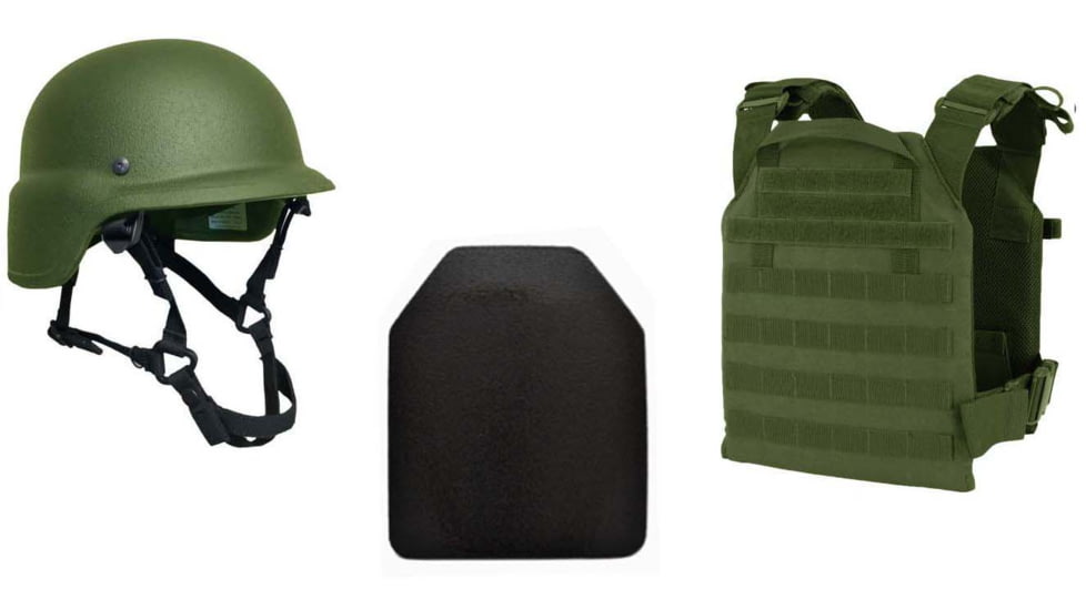 United Shield Active Shooter Level IV, PST 650 Helmet, 2 10inX12in Zeta6h Plates, OD Green, Small ASLIV-S-ODG