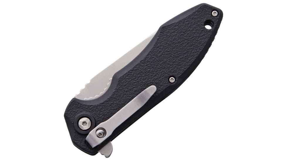 V NIVES Scuff Linerlock Folding Knife, 4.13in Closed, 3in Stonewash 5Cr13Mov SS Blade, Black Textured Nylon Handle, Pocket Clip, VNI13FRNPSWBK