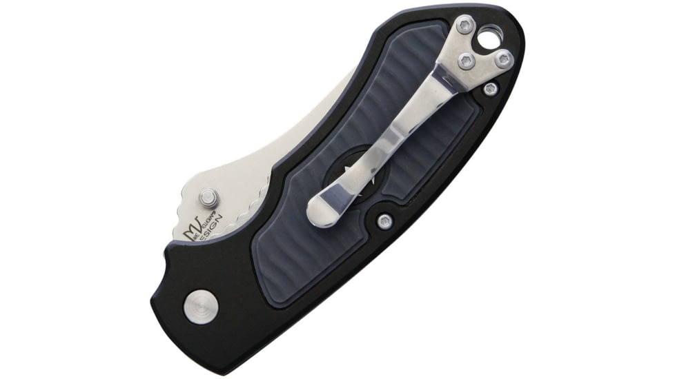 V NIVES Stout Linerlock Folding Knife, 3.63in Closed, 2.25in Satin 8Cr13Mov SS Drop Point, Black Aluminum Handle With Gray Rubber Insert, Thumb Stud, Pocket Clip, Storage Case., V07ALPBK