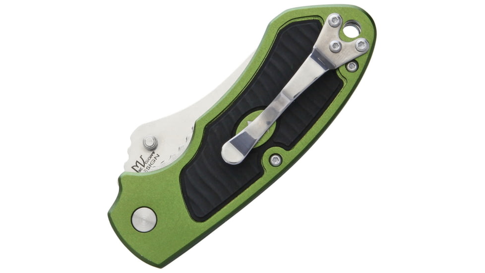 V NIVES Stout Linerlock Folding Knife, 3.63in Closed, 2.25in Satin 8Cr13Mov SS Drop Point, Green Aluminum Handle With Black Rubber Insert, Thumb Stud, Pocket Clip, Storage Case., V07ALPGR