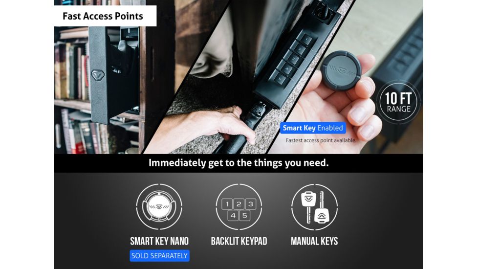 Vaultek Safe NSL20 Slider WiFi Pistol Vault, Covert Black NSL20-BK