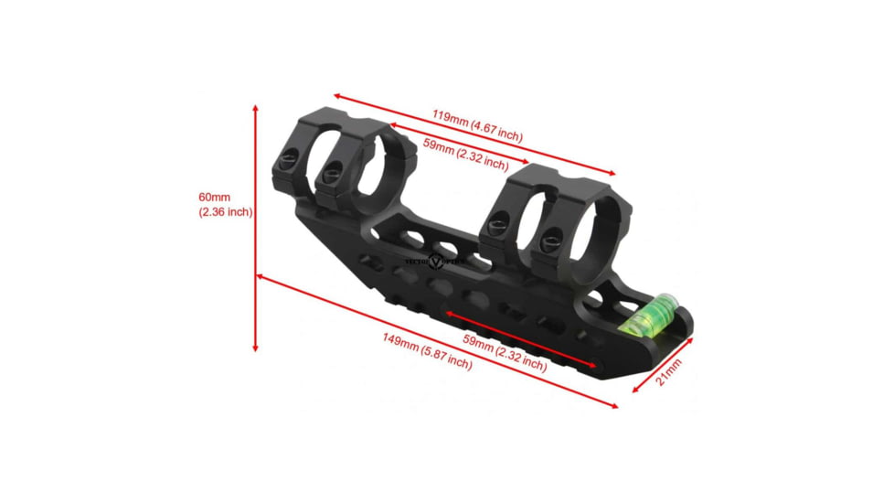 Vector Optics 30mm One Piece Weaver Level Mount Ring Extra Long w/ Bubble Level, Black, SCACD-09