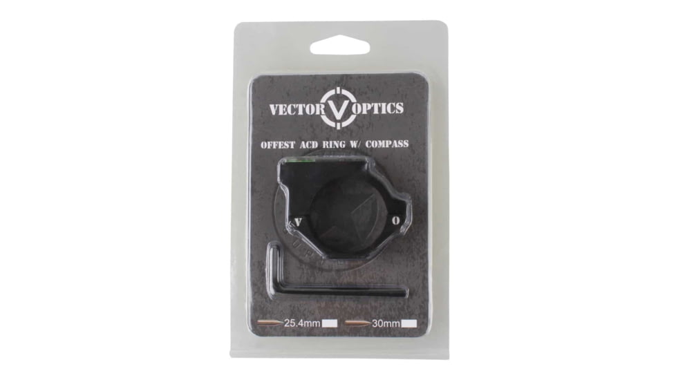 Vector Optics ACD Mount Ring, 25.4mm Tube, 6063-T6, Matte, w/ Offset Level Bubble &amp; Compass, Black, SCACD-06