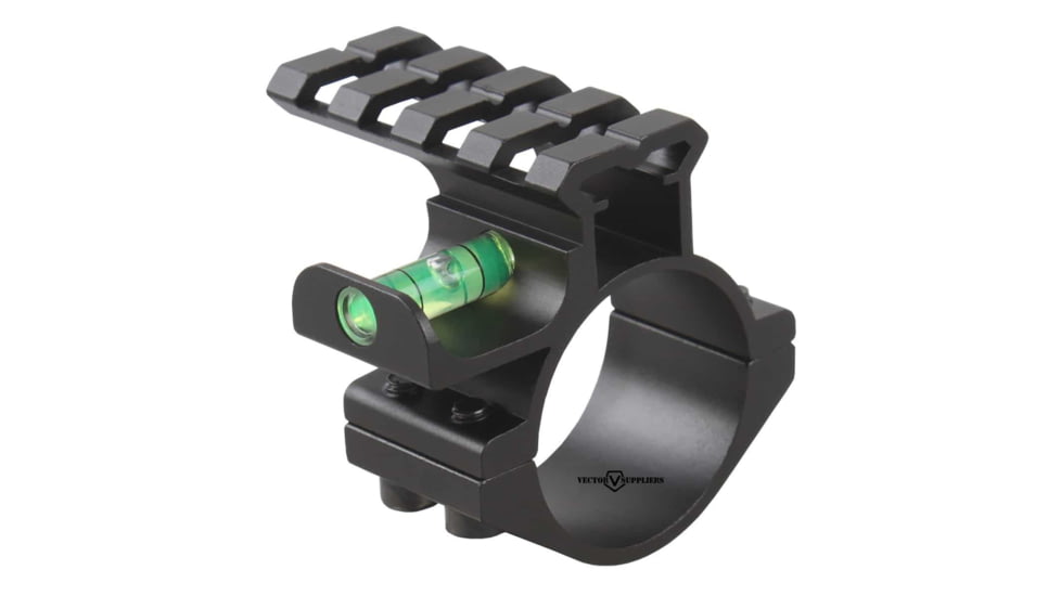 Vector Optics ACD Mount Ring, 30mm/ 1in Tube, 6063-T6, Matte, w/ Side Level Bubble &amp; Built-In Picatinny Rail, 4 Slots, Black, SCACD-07