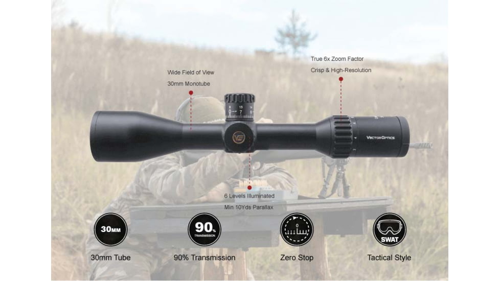 Vector Optics Continental x6 3-18x50 ARI Riflescope, 30mm Tube, 0192687279098