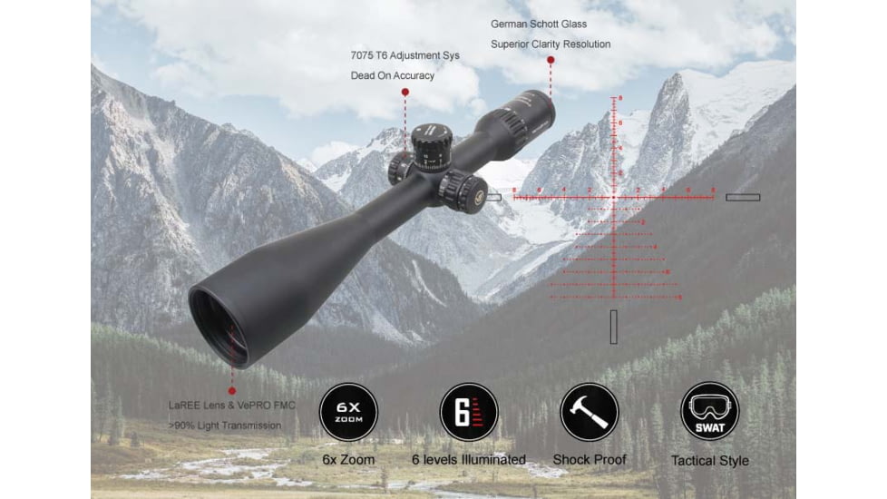 Vector Optics Continental x6 5-30x56 Zero Stop Tactical Riflescope, 30mm Tube, Second Focal Plane, 0192687270415