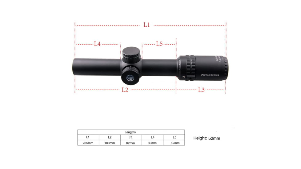 Vector Optics Grimlock Gen II Rifle Scope, 1-6x24mm, 30mm Tube, Etched VTC-3 Reticle, Black, SCOC-13II