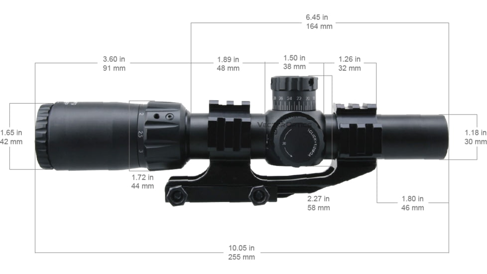 Vector Optics Mustang Rifle Scope, 1-4x24mm, 30mm Tube, FFP, Etched Glass M-4RD Reticle, Matte, Black, SCFF-36