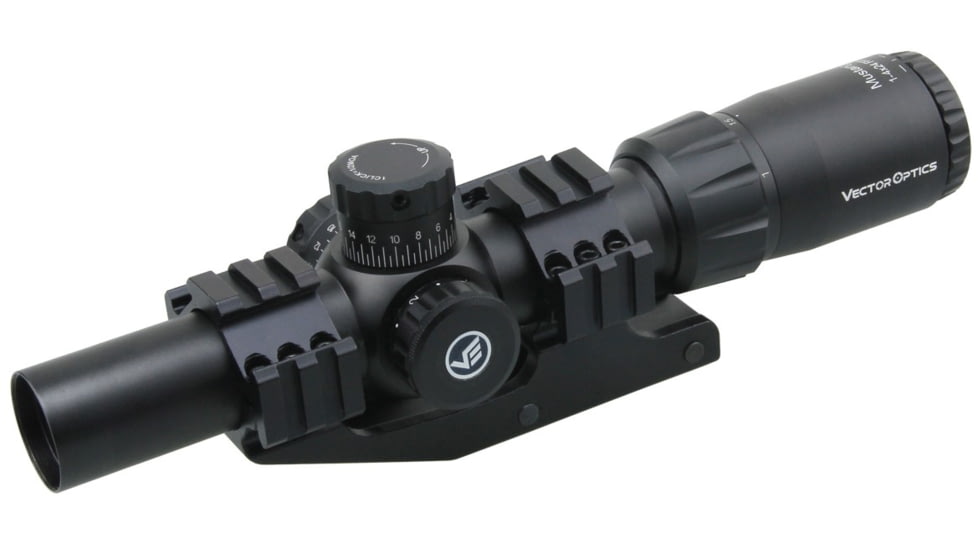 Vector Optics Mustang Rifle Scope, 1-4x24mm, 30mm Tube, FFP, Etched Glass M-4RD Reticle, Matte, Black, SCFF-36